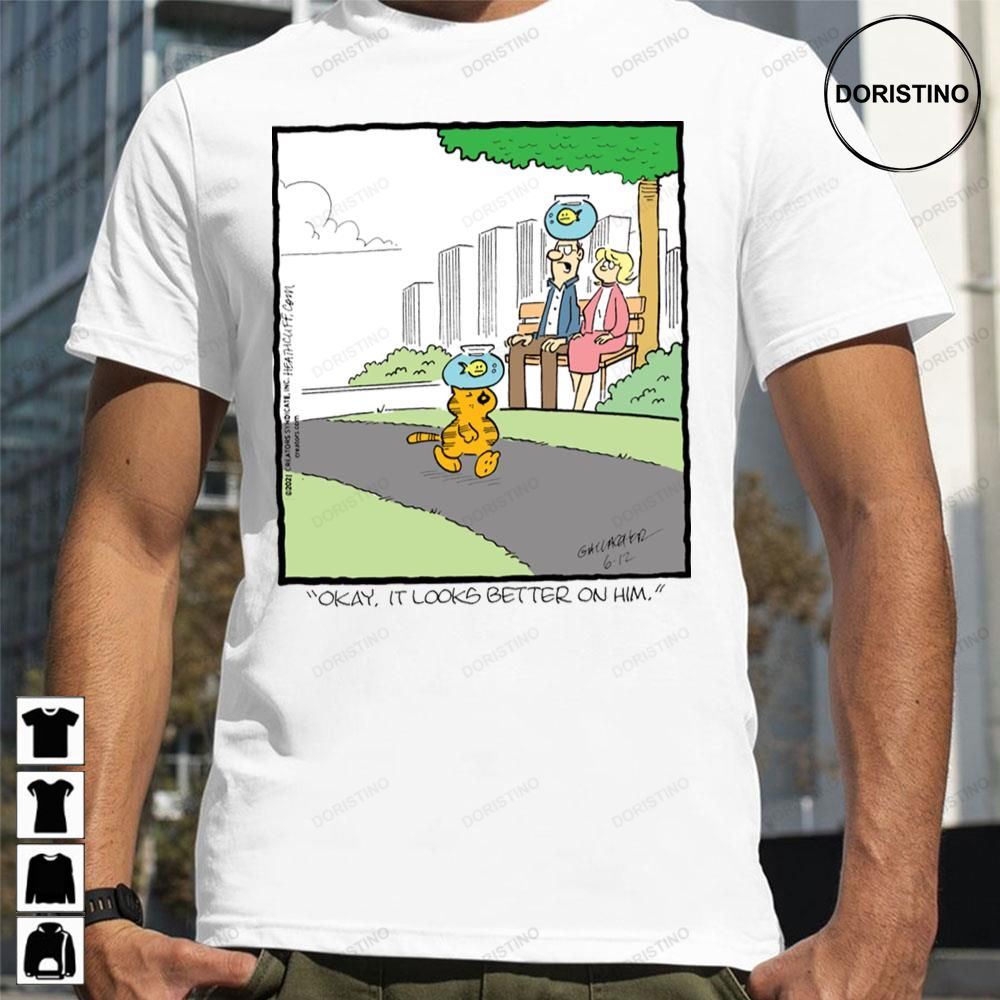 Okay It Looks Better On Him Fish Hats Comic Strip Awesome Shirts